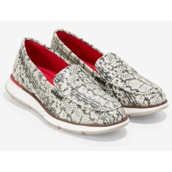 Cole Haann Womens 11 Zerogrand Snake Print Tango Red Golf‎ Loafers - Picture 1 of 16
